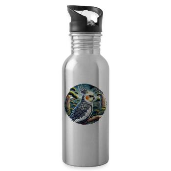 Cockatiel - Water bottle with straw - silver - Right