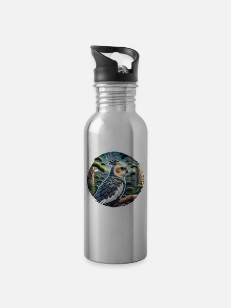 Nymphensittich - Trinkflasche mit integriertem Trinkhalm -