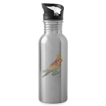 Funny cockatiel sayings - Water bottle with straw - silver - Right