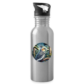 Cockatiel Sayings - Water bottle with straw - silver - Right