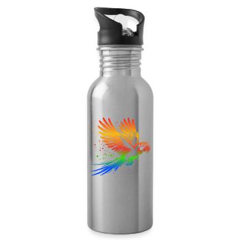 Papageie Spruch - Trinkflasche mit integriertem Trinkhalm - Lightsilver - Rechts