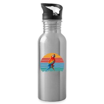 Papageie Spruch - Trinkflasche mit integriertem Trinkhalm - Lightsilver - Rechts