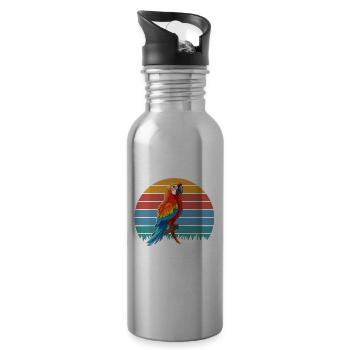 I Love Parrot Saying - Water bottle with straw - silver - Right