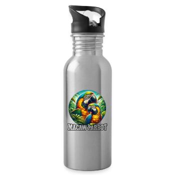 Papageie Sprüche - Trinkflasche mit integriertem Trinkhalm - Lightsilver - Rechts