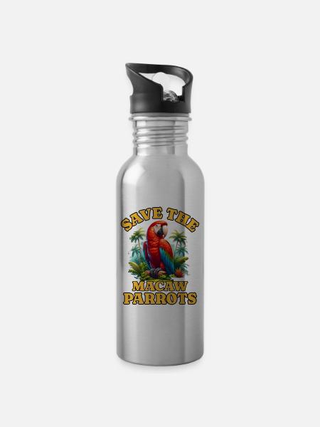 Save Papageie - Trinkflasche mit integriertem Trinkhalm - 