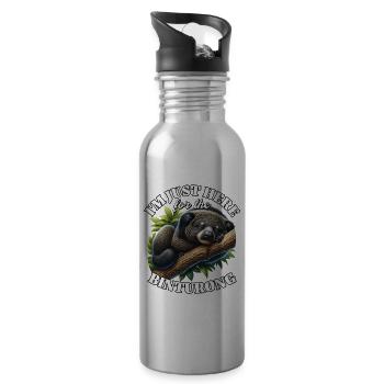 Binturong raccoon bear sayings - Water bottle with straw - silver - Right