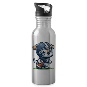 Cute American Football Player Dog - Trinkflasche mit integriertem Trinkhalm - Lightsilver - Rechts