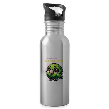 Night Parrot Girl Kakapo - Water bottle with straw - silver - Right