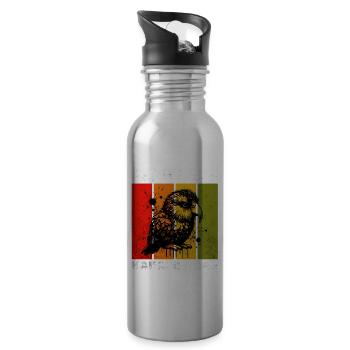 Kakapo Night Parrot - Water bottle with straw - silver - Right