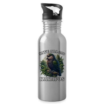 Save Kakapo - Trinkflasche mit integriertem Trinkhalm - Lightsilver - Rechts
