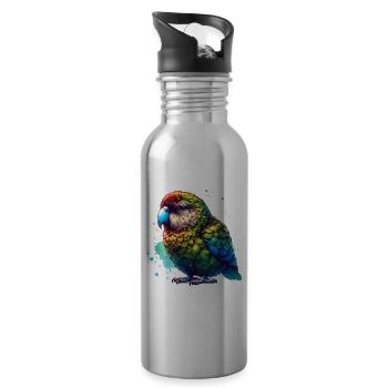 Kakapo Night Parrot - Water bottle with straw - silver - Right