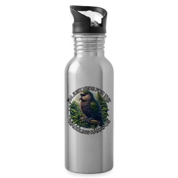 Kakapo Night Parrot - Water bottle with straw - silver - Right