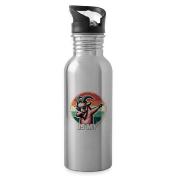 Screw Goat Sayings - Water bottle with straw - silver - Right