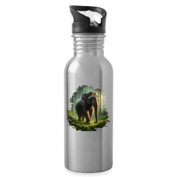 Éléphant de Sumatra - Gourde avec paille intégrée - argent clair - Droite