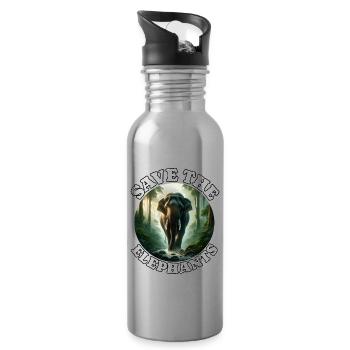 Sumatran Elephant - Water bottle with straw - silver - Right