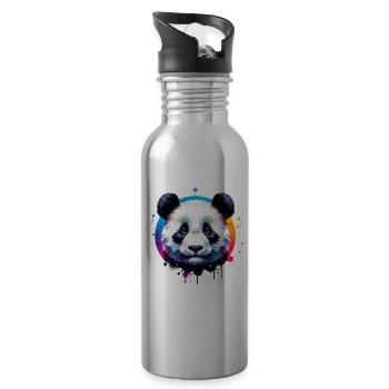 Panda - Water bottle with straw - silver - Right