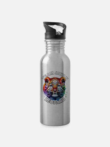 Java Leopard Sprüche - Trinkflasche mit integriertem Trinkhalm -