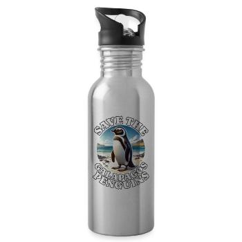 Galapagos Pinguin - Trinkflasche mit integriertem Trinkhalm - Lightsilver - Rechts