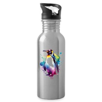 Galapagos Penguin - Water bottle with straw - silver - Right