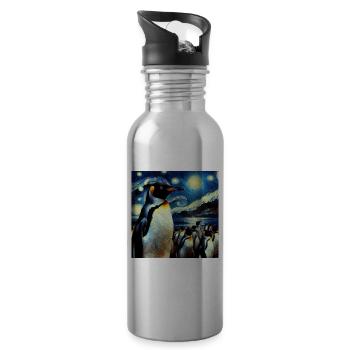 Galapagos Pinguin Starry Night - Trinkflasche mit integriertem Trinkhalm - Lightsilver - Rechts