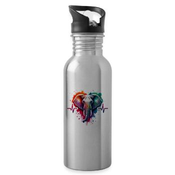 afAfrican Elephant Heart Line - Water bottle with straw - silver - Right