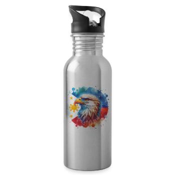 Monkey Eagle - Water bottle with straw - silver - Right