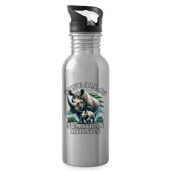 Save Rhino Nashorn - Water bottle with straw - silver - Right