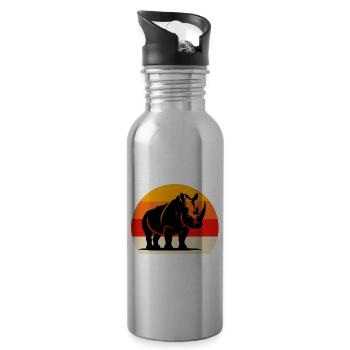 Rhino Nashorn Sprüche - Trinkflasche mit integriertem Trinkhalm - Lightsilver - Rechts