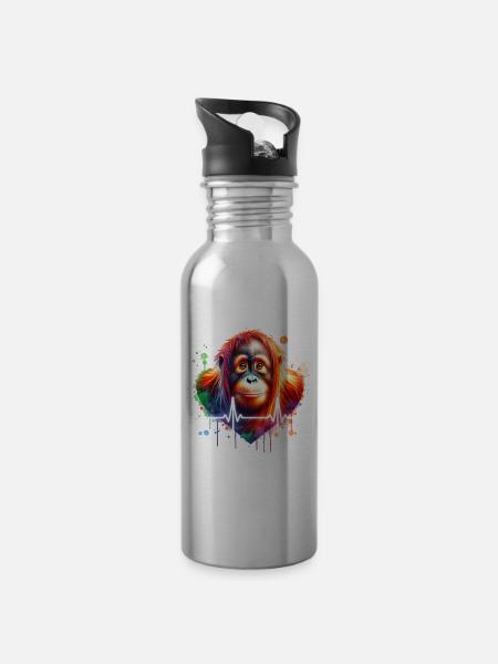 Orang Utan EKG - Trinkflasche mit integriertem Trinkhalm - 