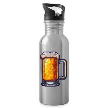 Beer Mug Pixel Beer - Water bottle with straw - silver - Right