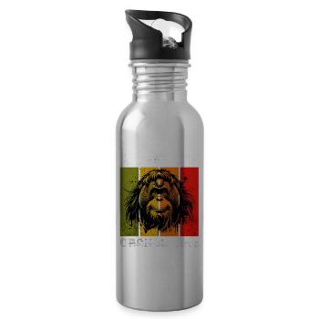 Borneo Orangutan Orang Utan - Trinkflasche mit integriertem Trinkhalm - Lightsilver - Rechts