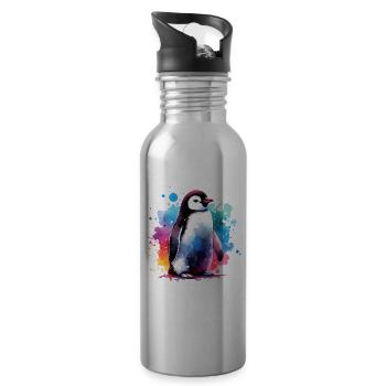 Pingouin - Gourde avec paille intégrée - argent clair - Droite