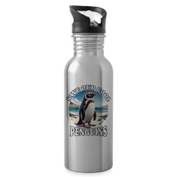 Save Pinguin - Trinkflasche mit integriertem Trinkhalm - Lightsilver - Rechts