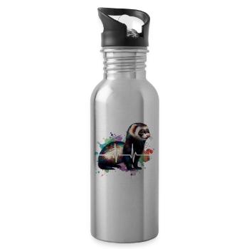 Iltis Schwarzfussiltis EKG - Trinkflasche mit integriertem Trinkhalm - Lightsilver - Rechts