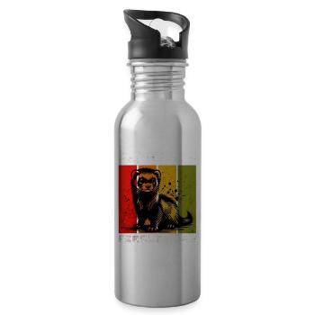 Black Footed Ferret Iltis Schwarzfussiltis - Water bottle with straw - silver - Right