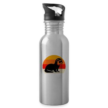 Iltis Schwarzfussiltis Sprüche - Trinkflasche mit integriertem Trinkhalm - Lightsilver - Rechts