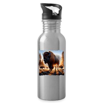 Bison Bison des prairies - Gourde avec paille intégrée - argent clair - Droite