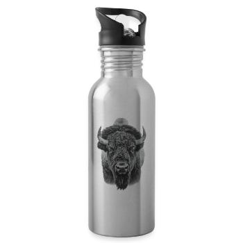 Bison Bison des prairies - Gourde avec paille intégrée - argent clair - Droite