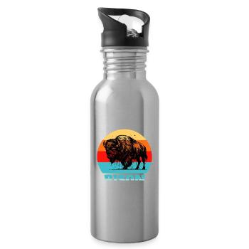 Buffalo Bison - Water bottle with straw - silver - Right