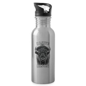 J’aime le bison J’aime le bison - Gourde avec paille intégrée - argent clair - Droite
