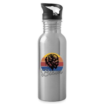 Bison Buffalo - Water bottle with straw - silver - Right