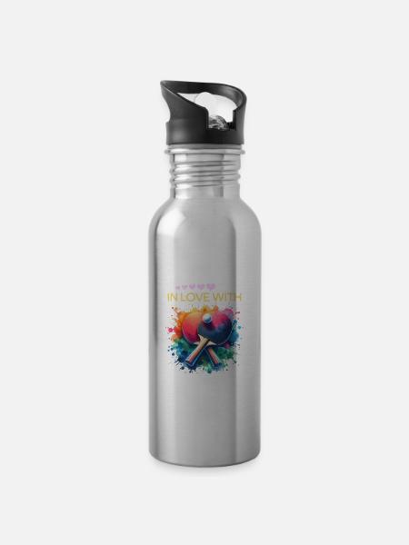 Ping Pong Mädchen - Trinkflasche mit integriertem Trinkhalm -