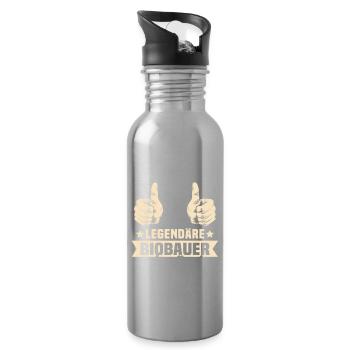 Organic Farmer Sayings - Water bottle with straw - silver - Right