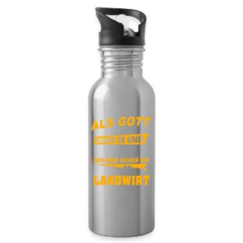 Landwirt Sprüche - Trinkflasche mit integriertem Trinkhalm - Lightsilver - Rechts