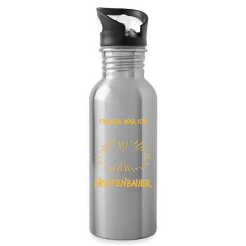 Hop farmer's saying - Water bottle with straw - silver - Right