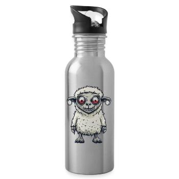 Sheep Halloween Comic Funny - Water bottle with straw - silver - Right