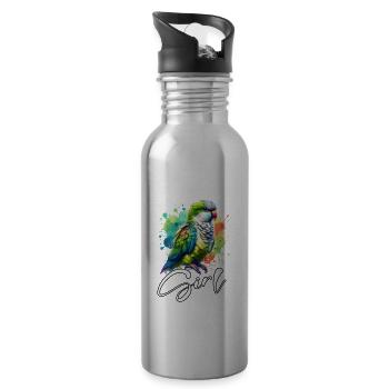 Quaker Parrot Mädchen Mönchssittich - Trinkflasche mit integriertem Trinkhalm - Lightsilver - Rechts
