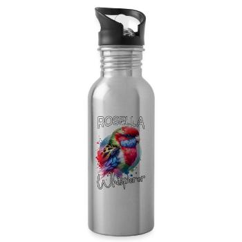 Rosella Perruche Chuchoteur - Gourde avec paille intégrée - argent clair - Droite