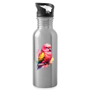 Bourkesittich Motiv - Trinkflasche mit integriertem Trinkhalm - Lightsilver - Rechts