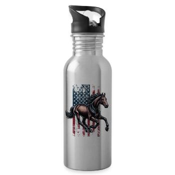 Standardbred US Trotters - Water bottle with straw - silver - Right